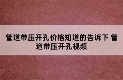 管道带压开孔价格知道的告诉下 管道带压开孔视频